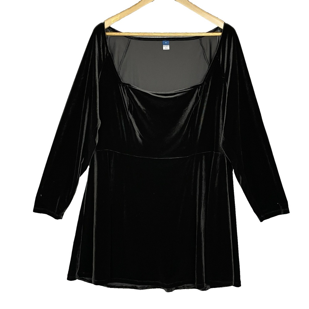 Old Navy Whimsigoth Square Neck Velvet Mini Dress Tunic 2X Party Stretch Classic